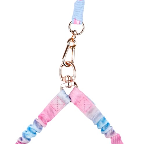 Dual Dog Leash,Double Dog 360 Swivel No Tangle Walking Leash,Comfortable Shock Absorbing Reflective Bungee for Two Dogs (Cotton Candy Dream) - color: Cotton Candy Dream