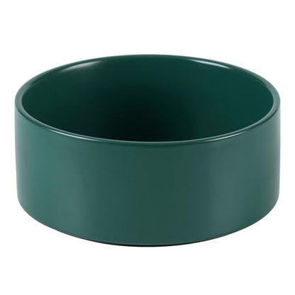 Havniva 8.3” Ceramic Dog Bowls, Dog Food and Water Bowl for Large Dogs, Durable Dog Water Bowl with Non-Slip Rubber Base Large Capacity Pet Feeding Bowl - color: Matte Dark Green, size: 8.3 Inch