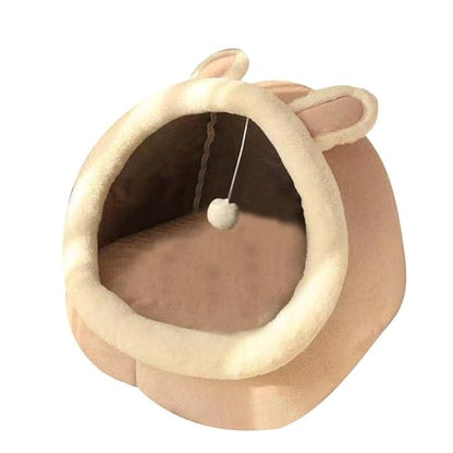 15.8" Soft Round Plush Faux Fur Pet Bed for Cats or Small Dogs, Anti-Anxiety Cat Bed, Washable Fluffy Anti-Slip Mute Base, Cozy Kitty Kennel (pi-nk) - color: pi-nk