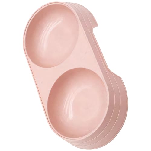 Pet Double Bowl for Cats and Small Dogs - Non-Slip Dog Feeding Bowl Set with No-Tip Design, PP Material Food and Water Station for Indoor Use - color: Pink