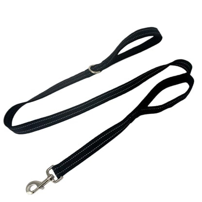 Dual Padded Handle Standard Dog Leashes with Reflective Stitching,360° Rotatable Heavy Duty Metal Buckle,D-Ring,Durable Nylon,for Medium Sized Dogs from 20 to 60 Pounds Walking and Training Black 5Ft - color: Black, size: 5Ft