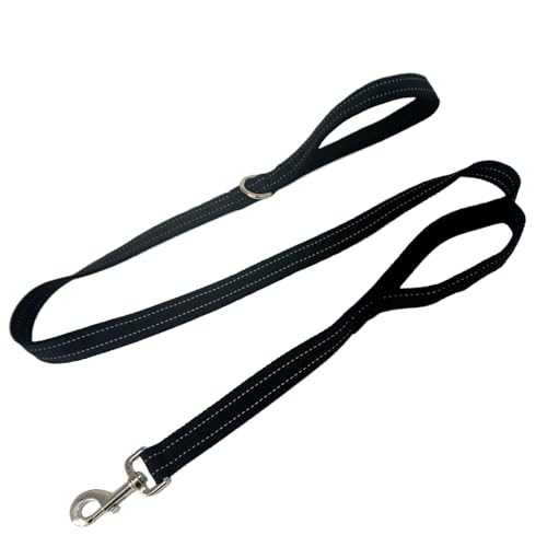 Dual Padded Handle Standard Dog Leashes with Reflective Stitching,360° Rotatable Heavy Duty Metal Buckle,D-Ring,Durable Nylon,for Medium Sized Dogs from 20 to 60 Pounds Walking and Training Black 5Ft - color: Black, size: 5Ft