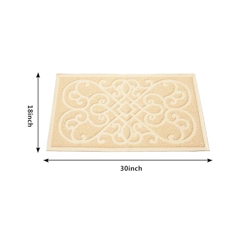 PetLike Cat Litter Box Mat, Thick Kitty Litter Trapping Mat, Durable,Waterproof &Washable with Non-Slip Backing, Soft on Kitty Paws and Easy to Clean, BPA Free - color: Beige, size: 30x18