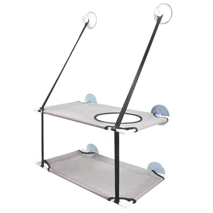 FILFEEL Cat Hammock Double Layer Hanging Installation with Strong Suction Cup Soft Window Perch for Cats (Gray) - color: Gray