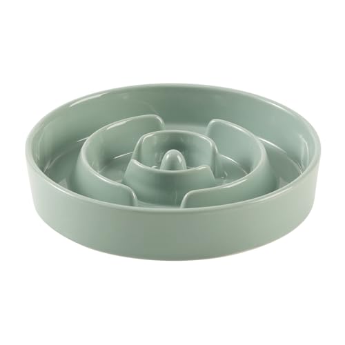 Havniva Ceramic Slow Feeder Dog Bowls, 1.6 Cups Dog Bowl Slow Feeding for Medium Breed, 8.2inch Puzzle Dog Food Bowl Slow Feeder Non-Slip Anti-Gulping and Anti-Choking Reduces Bloating - color: 1 x Light Green-A, size: 8.2inch