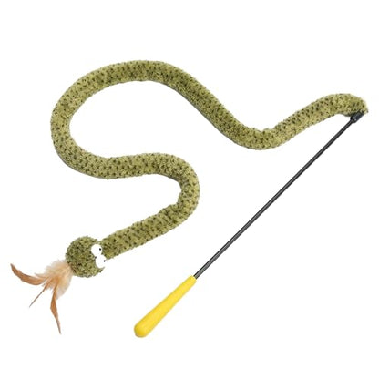 ZEZE Forest Snake Cat Teaser Wand Toy, 50.5” Interactive Feather Cat Toy with Crinkle Sound, Flexible Rubber Wand & Non-Slip Handle for Indoor Cats Play