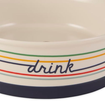 Bone Dry Ceramic Food Bowls, Non-Slip & Dishwasher Safe, Large Set, 7.5x2.4 Eat/Drink - color: Eat/Drink, size: Large Set, 7.5x2.4"