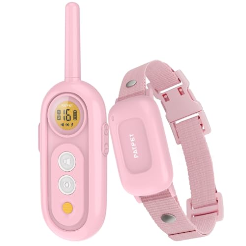 PATPET Dog Shock Collar for Medium Dogs- Dog Training Collar with Remote, Shock Collar for Small Dogs 10-100lbs, Rechargeable IPX7 Waterproof with Beep Vibration Shock Modes - color: Pink