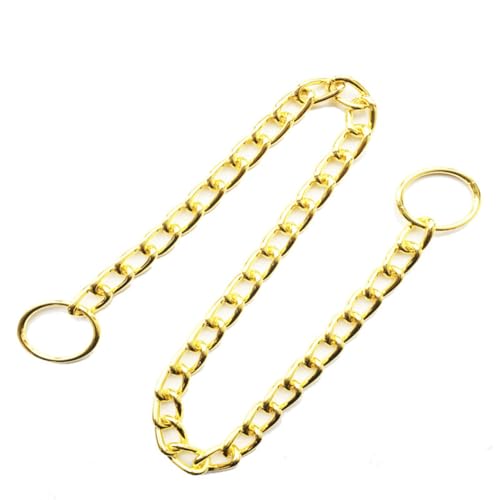 Gold Dog Chain Collars Metal Slip Link Training Dog Collar Heavy Duty Martingale Dog Collars for XXS XS Small Medium Large Breed Pets Boys Girls - color: Gold, size: XS(Neck Max 12inch)D2.0mm