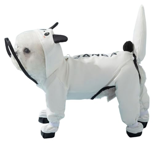 Junchl Small Dog Raincoat Rainboots with D-Ring, Full Coverage Dog Rain Jacket Slicker Poncho, Waterproof Dog Rain Jacket with Reflective Strip, Rainboot, Tail Cover Panda S - color: Panda, size: S:Back 10"(3-5lb)
