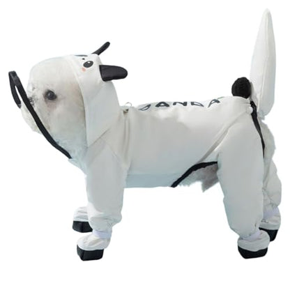 Junchl Small Dog Raincoat Rainboots with D-Ring, Full Coverage Dog Rain Jacket Slicker Poncho, Waterproof Dog Rain Jacket with Reflective Strip, Rainboot, Tail Cover Panda M - color: Panda, size: M:Back 12"(5-8lb)