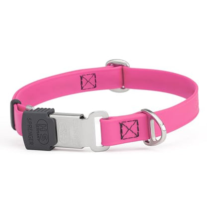 Biothane Waterproof Durable Dog Collar with Herm Sprenger - Quick Release ClicLock Buckle - Fits Medium and Large Dogs - Made in USA (Passionfruit Pink, W 3/4" x L 12"-19") - color: Passionfruit Pink, size: W 3/4" x L 12"-19"