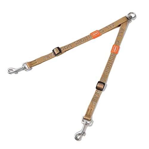 Double Dog Leash, No Tangle 360° Swivel, Adjustable Two Padded Handles, Double Clip Dog Leash Coupler Splitter Breeds (Brown, 4/5'' x 0.9 FT, Std) - color: Brown, size: Std M/L