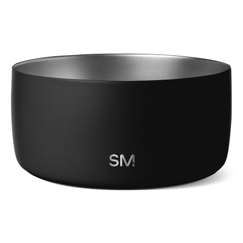 Simple Modern Stainless Steel Pet Water Bowl for Dogs & Cats | Insulated Stainless Steel Food Bowls for Dog Cat | No Tip No Slip BPA Free | Bentley Collection | Large (8 Cups) | Midnight Black - color: - Midnight Black, size: 8 Cups