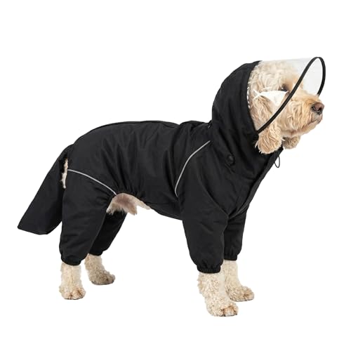 Dog Raincoat for Medium Large Dogs,rain Jacket Coat, Full Leg Coverage Waterproof Rain Suit with Detachable Hood & Tail, Reflective Strips, Snag-Free Top Zipper (Black for Boy, XX-Small) - color: Black for Boy, size: XX-Small