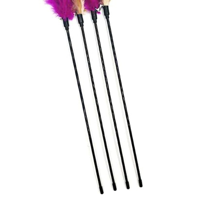 4 PCS Interactive Cat Teaser Wand - 20" Long Wand with Loud Bell for Cat and Kitten - color: A
