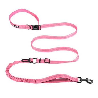 Heavy Duty Hands Free Multifunctional Dog Leash - Adjustable, Reflective, Waist Leash for Dog Walking, Running, Hiking - 5-7FT - color: Pink