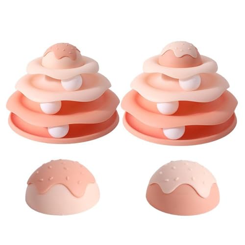 Cat Ball Track Toy, Cat Ball Tower, Multi-Level Design Cat Ball Track Toy, 3 in 1 Automatic Interactive Kitten Toy, Easy to Disassemble, Easy to Clean, Meet Your Cat's Exercise Needs (Pink) - color: Pink