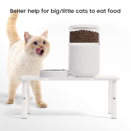 ‌WSOWX Adjustable Automatic Cat Feeder Stand - Non-Slip Elevated Holder for Cats/Puppies, Fits Most Automatic Feeders & Water Dispensers, White(Holder ONLY) - color: White