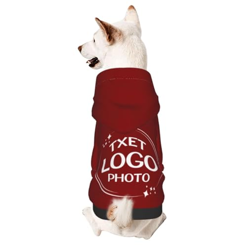 Custom Dog Hoodie Personalized Pet Pullover Hoodie Design Your Own Text Image for Small Dogs Puppy Cat Kitten Clothes Dog Shirt Customizable Customized Puppy Apparel Gifts Maroon Pet Hoodies - color: Maroon, size: X-Small