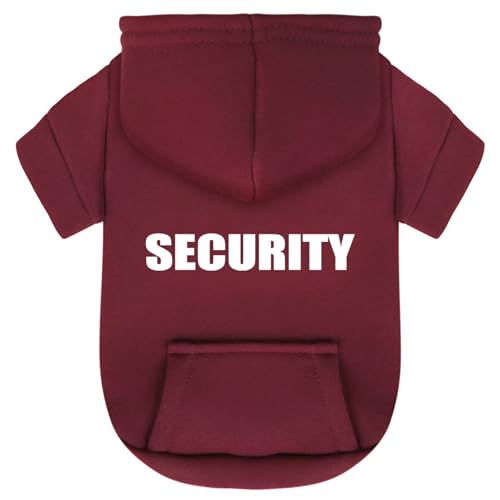Paiaite Wine Red Chihuahua Dog Hoodie: Warm and Stylish with a 'Security' Printed Sweatshirt, Cold Weather Pet Clothes, and Sweater Coat All in One - Perfect for Winter and Cool Summer Nights! L - color: Wine Red, size: L-(12~15lb) | Chest(~19.5")