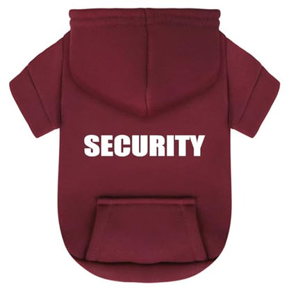 Paiaite Wine Red Chihuahua Dog Hoodie: Warm and Stylish with a 'Security' Printed Sweatshirt, Cold Weather Pet Clothes, and Sweater Coat All in One - Perfect for Winter and Cool Summer Nights! XL - color: Wine Red, size: XL-(15~24lb) | Chest(~21.5")