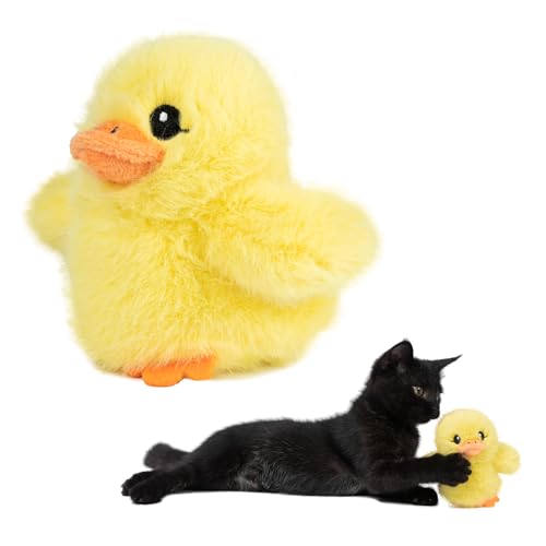 Catify Best Pet Supplies Flapping Duckling, Chick & Bird Cat Toy - Motion-Activated Wings, Realistic Chirps, Catnip-Infused Plush, USB-Rechargeable Indoor Cats & Kittens, Self-Play Enrichment - Yellow - color: Duckling Yellow