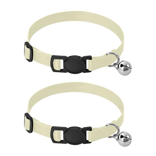 Cream Collars for Puppies, 2 Pack Decorative Pet Collar with Bell - color: Cream