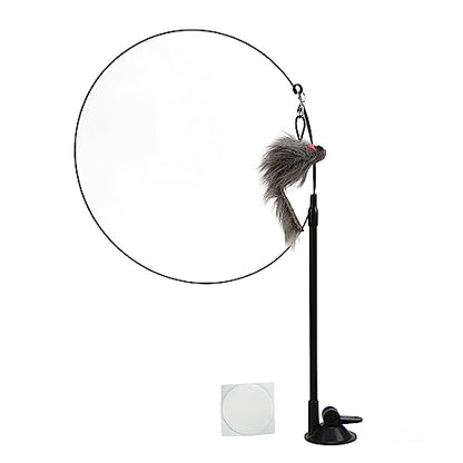 Funny Cat Wand Toys, Interactive Suction Cup Toy Handheld Teaser Wand Toy, Detachable Interactive Bird Toy Cat Feather Toys Cat Teaser Toy Cat Stick Toy Fun Exerciser Playing Toy for Cat(squirrel)