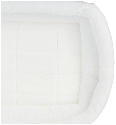 MidWest Homes for Pets Medium QuietTime Double Bolster Pet Bed, White Plush 30-Inch Crate Mat with Stacked Bolsters, Machine Washable, Secure Fit with Elastic Straps - color: White Plush, size: 30-Inch