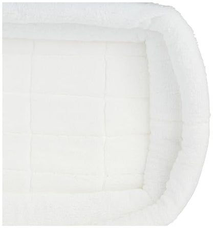 MidWest Homes for Pets Medium QuietTime Double Bolster Pet Bed, White Plush 30-Inch Crate Mat with Stacked Bolsters, Machine Washable, Secure Fit with Elastic Straps - color: White Plush, size: 30-Inch