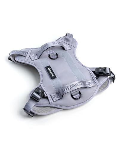 2026 New Edition, Fei & Eve MagEase Dog Harness - Instant Magnetic Buckle | 3-Point No-Pull Control | Heavy-Duty 900D Nylon | Dual Safety Handles | Breathable Mesh | Adjustable Fit | Small,Gray - color: Twilight Gray, size: S