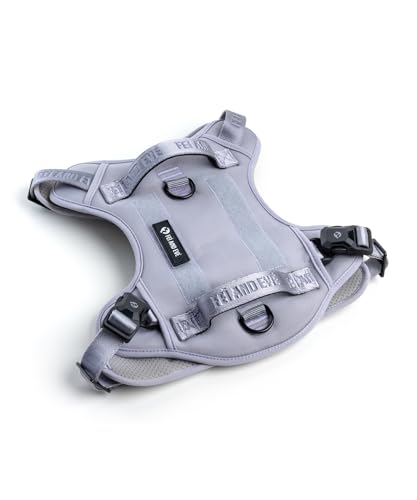 2026 New Edition, Fei & Eve MagEase Dog Harness - Instant Magnetic Buckle | 3-Point No-Pull Control | Heavy-Duty 900D Nylon | Dual Safety Handles | Breathable Mesh | Adjustable Fit | Large,Gray - color: Twilight Gray, size: L