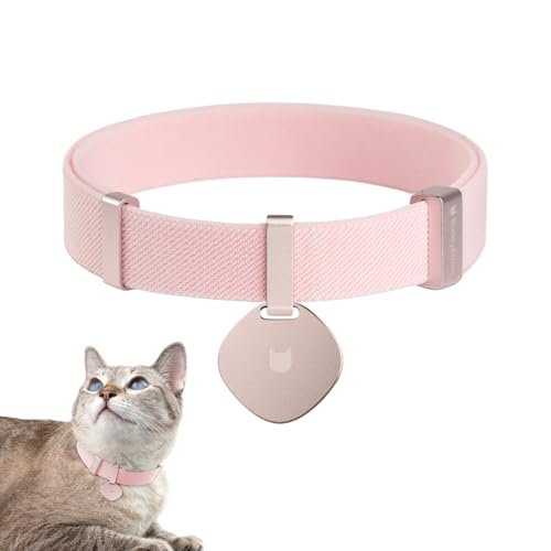 Safety Cat Collar Pro and Tag Set - U.S. IDA Gold Award, Elastic Release Cat Collar Charm Tag, Non Breakaway Cat Collar Adjustable with Charm for Kitten Small Large Cats (Blush Pink, M) - color: Blush Pink, size: M