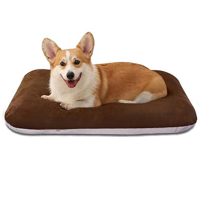 Super Soft Large Dog Bed Pad Mat Orthopedic Pet Beds 30 Inch Washable Anti Slip Dog Sleeping Mattress with Removable Cover, Dark Brown M - color: Dark Brown, size: 32.0"L x 24.0"W x 3.0"Th
