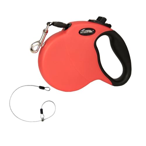 13Ft Chew Proof Retractable Dog Leash Anti-Chewing Wire Ropes Hands-Free Adjustable Safety Lock Durable Nylon Belt for Small Dogs Red S - color: Red, size: Small