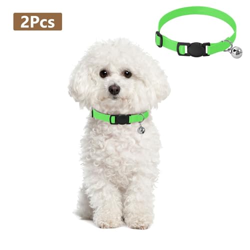 Puppy Collar 2 Pack Small Cat Collar Adjustable 10.6 to 17.1 Inches - color: Cobalt Green