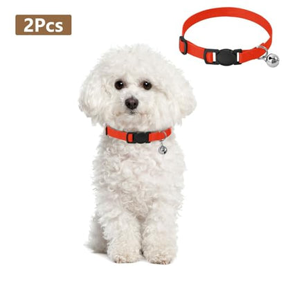 Scarlet Dog Bell Collar 2 Pack Cat Collar Adjustable 10.6 to 17.1 Inches - color: Scarlet