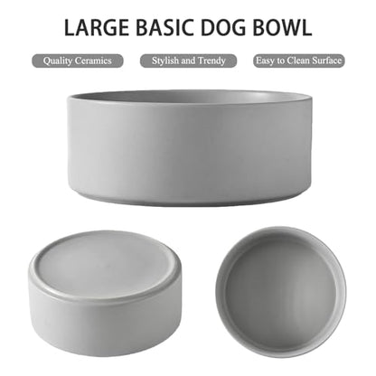 8'' Ceramic Raised Dog Bowl - 70Oz Dog Food & Water Bowl with Elevated Non-Slip Bamboo Stand, Dishwasher & Microwave Safe, Anti Vomiting Heavy Duty Pet Bowl for Medium and Large Dogs, Grey - color: 1 x Bowl + Stand - Grey, size: 8 inch