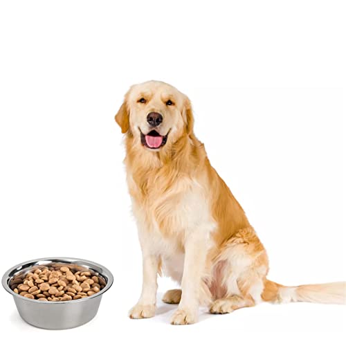 DEAYOU 4-Pack Stainless Steel Dog and Cat Bowl, Metal Food and Water Dish, 8.26" Basic Pet Feed Bowl for Large Medium Dog, 47 OZ Replacement Bowls for Elevated Stand, Dishwasher Safe