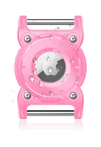 for Apple AirTag Holder,for Air Tag 2nd &1st Genaretion | IPX8 Waterproof for Dog Air Tag Holder with Removable Metal Loop, Ultralight Hard TPU, Compact Size, Fits 1" Width Collar, Pink - color: Pink