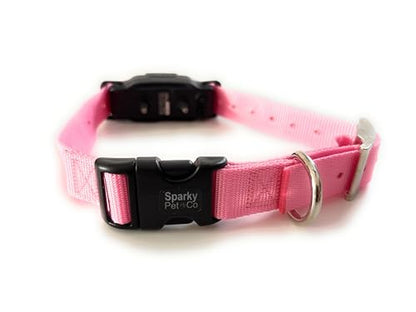 Sparky Pet Co - ECollar Replacement Strap - Easy Release Double Buckle Dog Collar - Rugged Nylon - Adjustable - D Ring - Quick Release Metal Clasp - for Invisible Fence Systems - 1" x 28" - Light Pink - color: Light Pink, size: 1" Wide