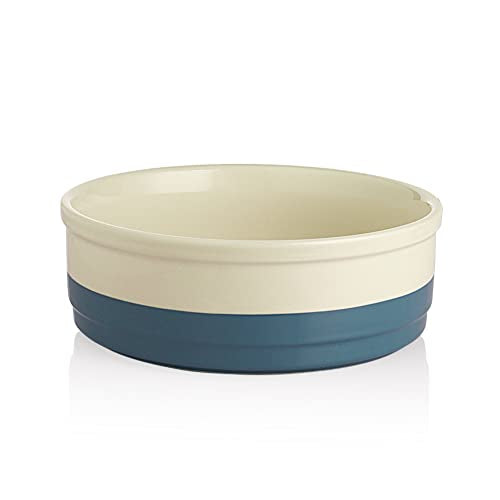 Sweejar Ceramic Dog Bowls, Dog Food Dish for Large Dogs and Cat, Heavy Duty Porcelain Pet Bowl for Canned Food and Water 78 Fl Oz （Fog Blue） - color: Fog Blue, style: Two-tone,9"x 3.1"(70 Fl Oz)