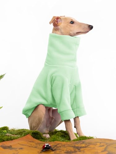 Dog Fleece Sweater Turtleneck Long Sleeve Pullover Sweatshirt Warm Puppy Clothes for Small Medium Dogs - color: Light Green, size: Small