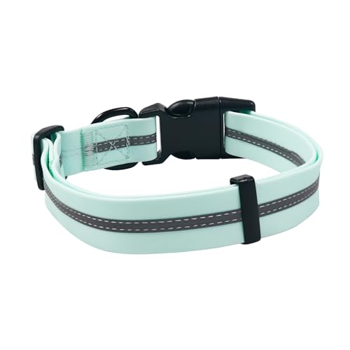 NIMBLE Dog Collar Waterproof Pet Collars Adjustable, Reflective, Durable Flex Poly Coated Nylon Basic Dog Collars 9 Colors in Size S/M/L (Light Blue, Small (9.45”-14.17”inches)) - color: Light blue, size: Small (9.45”-14.17”inches)