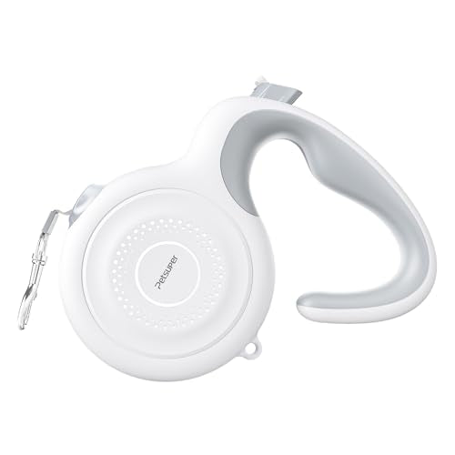 AutoBrake Retractable Dog Leash for Medium and Large Dogs, 360° Tangle-Free Dog Leash and 16Ft Strong Nylon Tape, Ergonomically Comfortable and Lightweight Grip Handle (White) - color: White, size: 16Ft