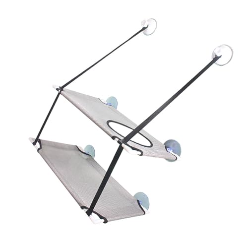FILFEEL Cat Hammock Double Layer Hanging Installation with Strong Suction Cup Soft Window Perch for Cats (Gray) - color: Gray