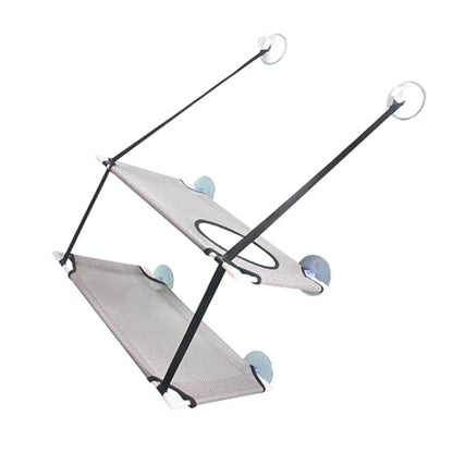 FILFEEL Cat Hammock Double Layer Hanging Installation with Strong Suction Cup Soft Window Perch for Cats (Gray) - color: Gray