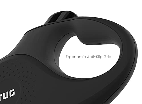 TUG 360° Tangle-Free Retractable Dog Leash with Anti-Slip Handle | 16 ft Strong Nylon Tape | One-Handed Brake, Pause, Lock (Medium, Black/Grey) - color: Black/Grey, size: Medium