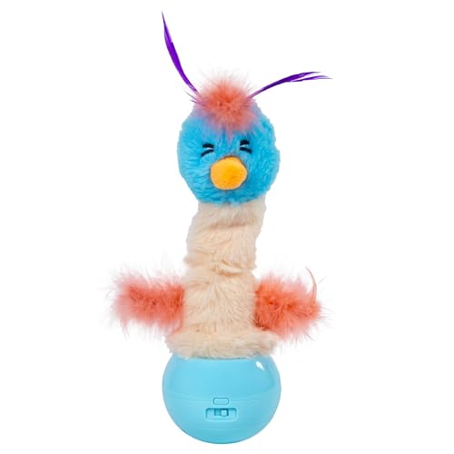 Catstages Electronic Dancing Ostrich Interactive Cat Toy, Wobbles and Plays Music, Battery Powered, Plush, Blue - color: Dancing Ostrich